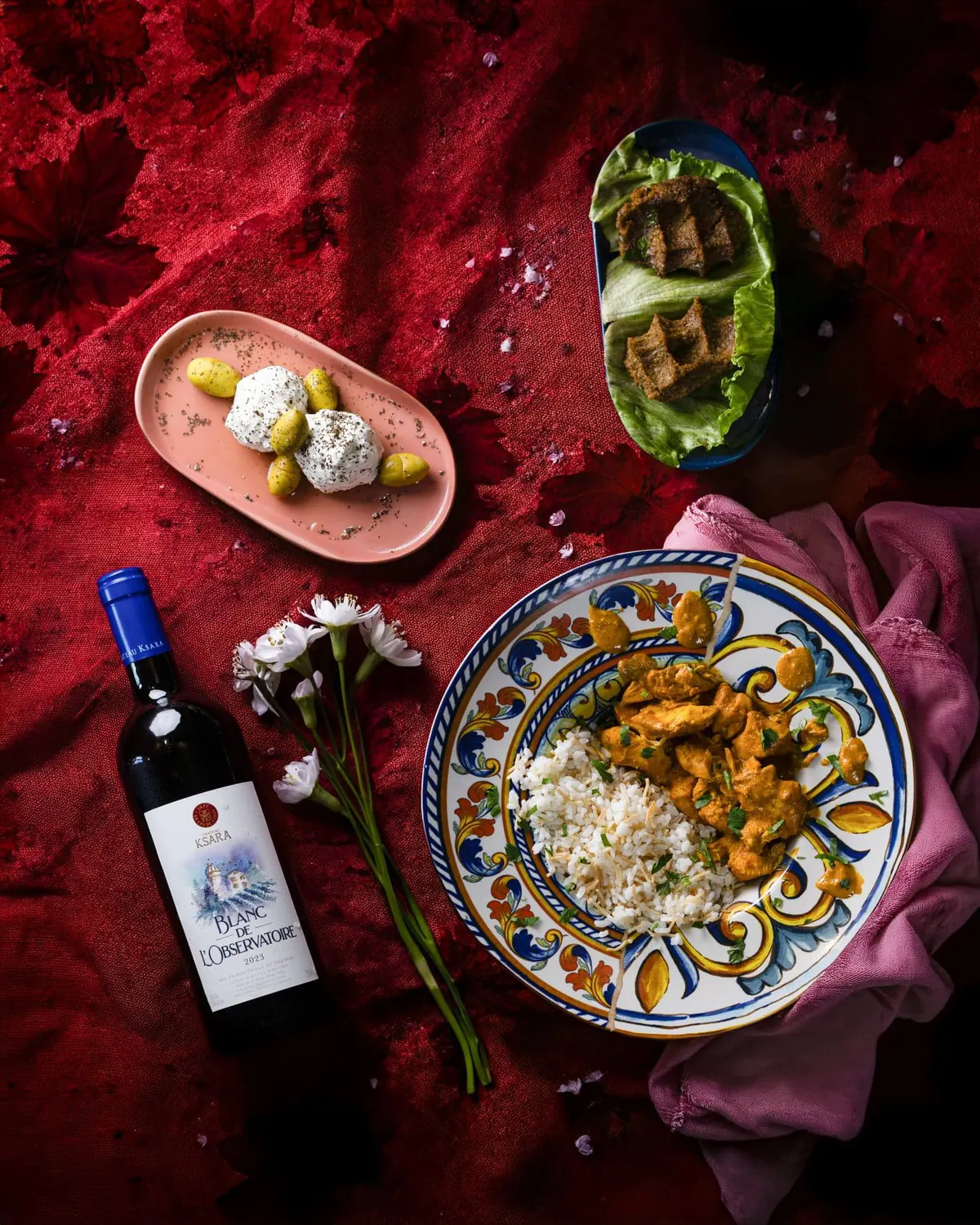 Mezze con vino e labneh